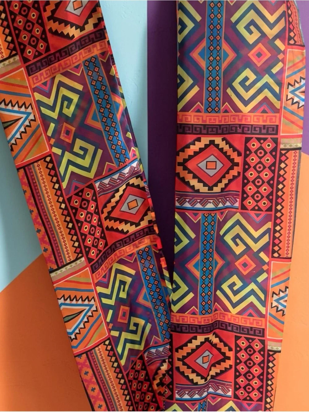 Vibrant Kente Tribal Print Satin/Silk Scarf x Hair Ribbon x Stole / Versatile